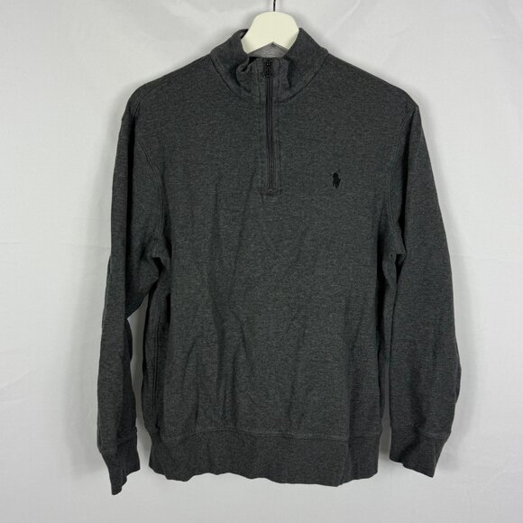 Polo Ralph Lauren 1/4 Zip Pullover Sweatshirt Mens Size M Gray Embroidered Logo - Picture 1 of 8
